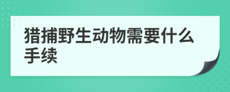 猎捕野生动物需要什么手续