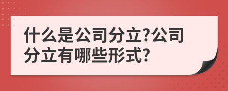 什么是公司分立?公司分立有哪些形式?