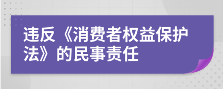 违反《消费者权益保护法》的民事责任