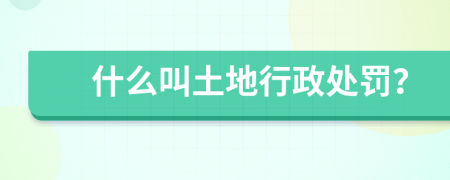 什么叫土地行政处罚？