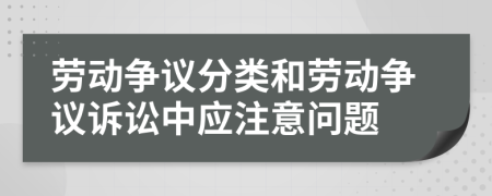 劳动争议分类和劳动争议诉讼中应注意问题