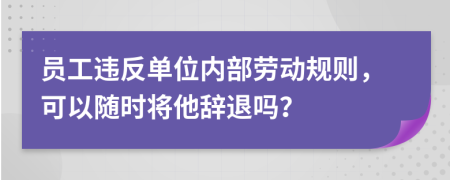 员工违反单位内部劳动规则，可以随时将他辞退吗？