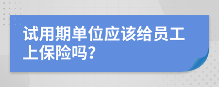 试用期单位应该给员工上保险吗？