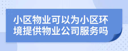 小区物业可以为小区环境提供物业公司服务吗