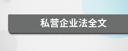 私营企业法全文