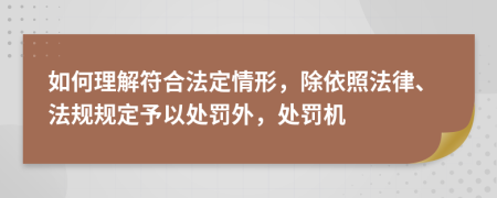 如何理解符合法定情形，除依照法律、法规规定予以处罚外，处罚机