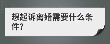 想起诉离婚需要什么条件？