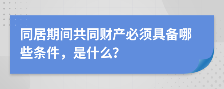 同居期间共同财产必须具备哪些条件，是什么？