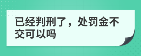 已经判刑了，处罚金不交可以吗