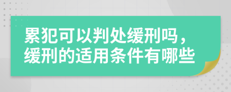 累犯可以判处缓刑吗，缓刑的适用条件有哪些