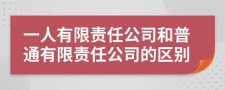 一人有限责任公司和普通有限责任公司的区别