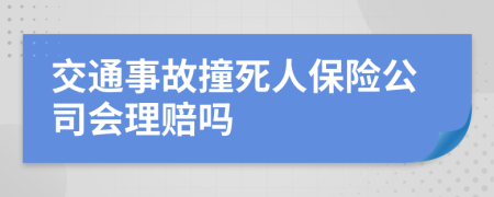 交通事故撞死人保险公司会理赔吗