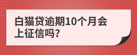 白猫贷逾期10个月会上征信吗？