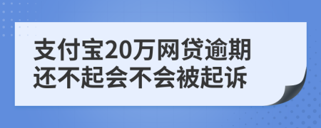 支付宝20万网贷逾期还不起会不会被起诉