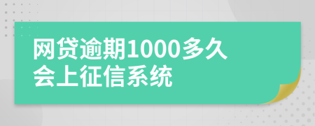 网贷逾期1000多久会上征信系统