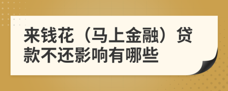 来钱花（马上金融）贷款不还影响有哪些