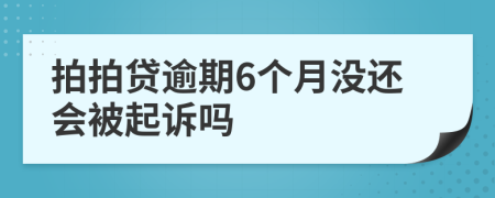 拍拍贷逾期6个月没还会被起诉吗