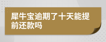 犀牛宝逾期了十天能提前还款吗