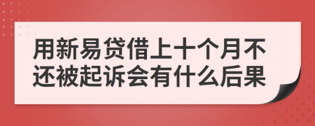 用新易贷借上十个月不还被起诉会有什么后果