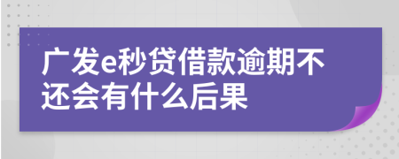 广发e秒贷借款逾期不还会有什么后果