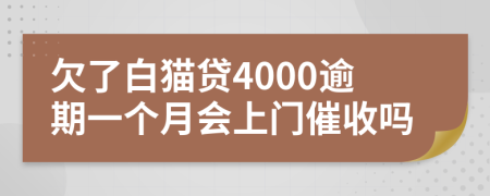 欠了白猫贷4000逾期一个月会上门催收吗