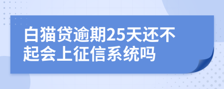 白猫贷逾期25天还不起会上征信系统吗