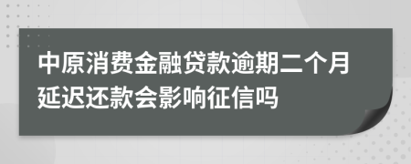 中原消费金融贷款逾期二个月延迟还款会影响征信吗