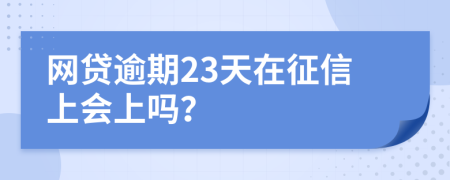 网贷逾期23天在征信上会上吗？