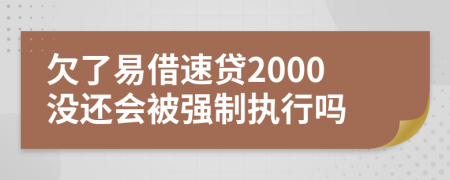 欠了易借速贷2000没还会被强制执行吗