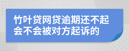 竹叶贷网贷逾期还不起会不会被对方起诉的