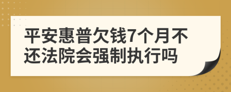 平安惠普欠钱7个月不还法院会强制执行吗