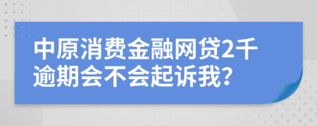 中原消费金融网贷2千逾期会不会起诉我？