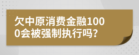 欠中原消费金融1000会被强制执行吗？