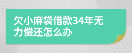 欠小麻袋借款34年无力偿还怎么办