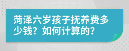 菏泽六岁孩子抚养费多少钱？如何计算的？