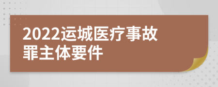 2022运城医疗事故罪主体要件