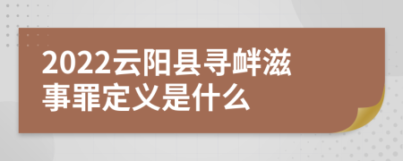 2022云阳县寻衅滋事罪定义是什么