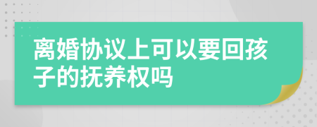 离婚协议上可以要回孩子的抚养权吗