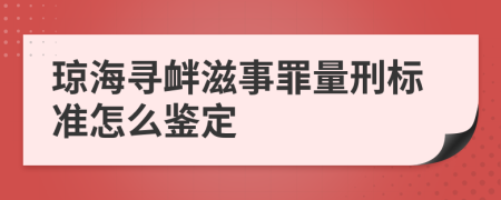 琼海寻衅滋事罪量刑标准怎么鉴定