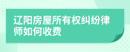 辽阳房屋所有权纠纷律师如何收费