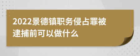 2022景德镇职务侵占罪被逮捕前可以做什么