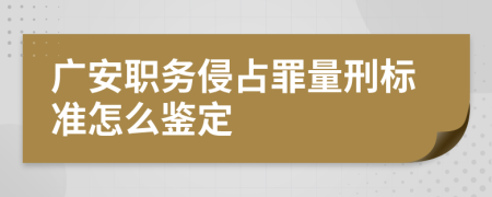 广安职务侵占罪量刑标准怎么鉴定