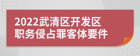 2022武清区开发区职务侵占罪客体要件