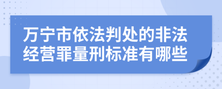 万宁市依法判处的非法经营罪量刑标准有哪些