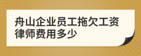 舟山企业员工拖欠工资律师费用多少