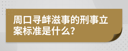 周口寻衅滋事的刑事立案标准是什么？