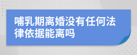 哺乳期离婚没有任何法律依据能离吗