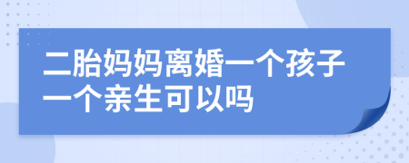 二胎妈妈离婚一个孩子一个亲生可以吗