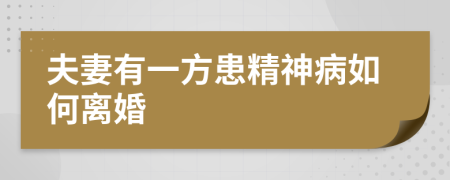 夫妻有一方患精神病如何离婚