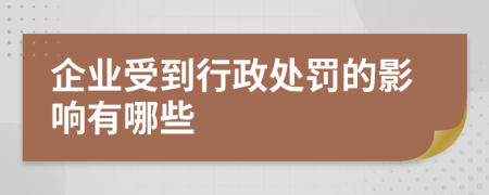 企业受到行政处罚的影响有哪些